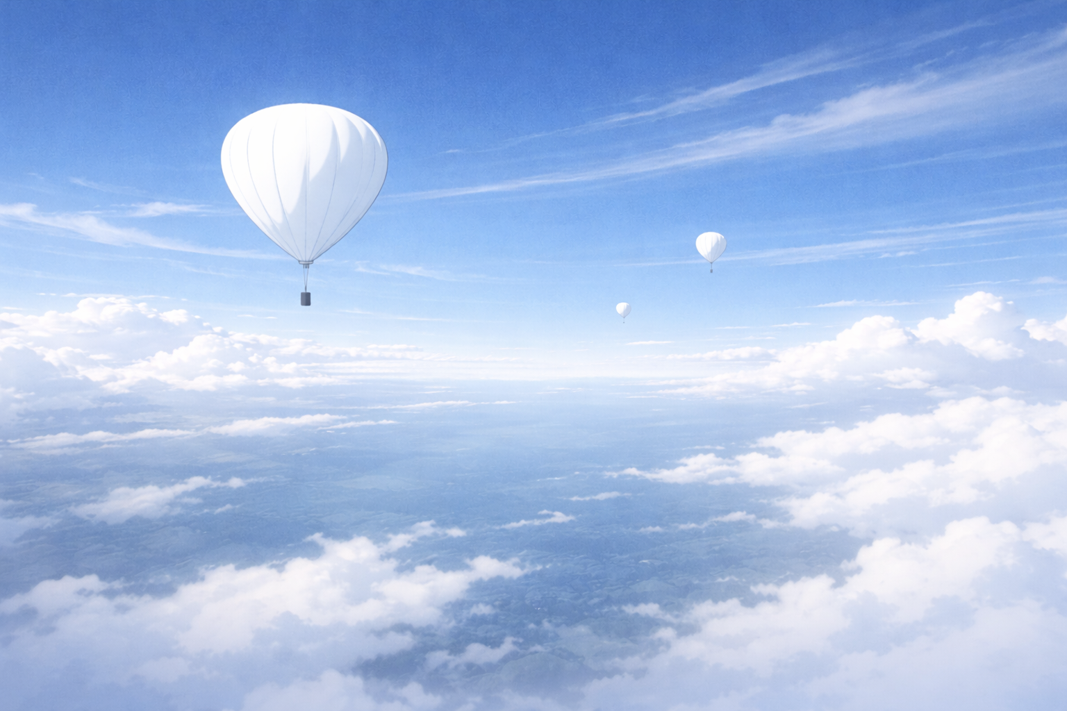 Meteorological balloons in serene sky